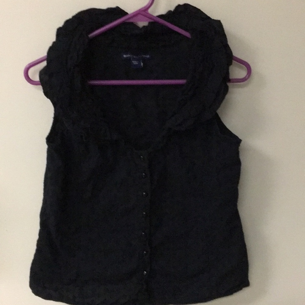 Black Ruffled Button up Blouse